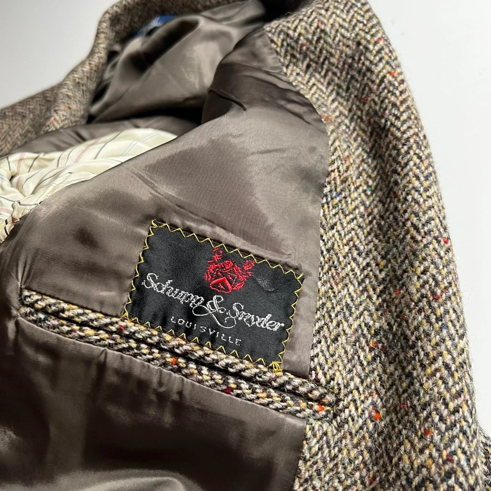 Polo Ralph Lauren Vintage Donegal Tweed Herringbone Blazer Wool Brown Mens 40R
